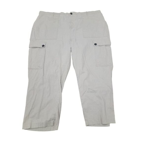 Ava & Viv Linen & Cotton Blend Loose Fit Cargo 6 Pockets Khaki Plus Size 3X - Picture 1 of 9